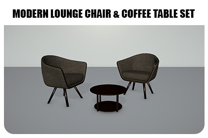 Modern Lounge Chair & Coffee Table Set - VR/AR Ready