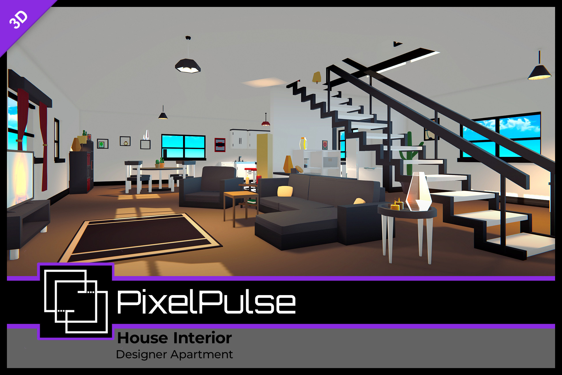 House Interior - Designer Apartment - 3D Low Poly | 3D 家具 | Unity Asset ...