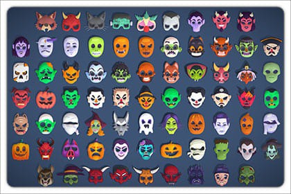 73 Halloween Masks Pack – Toon Horror Ghosts Evil Fantasy Collection