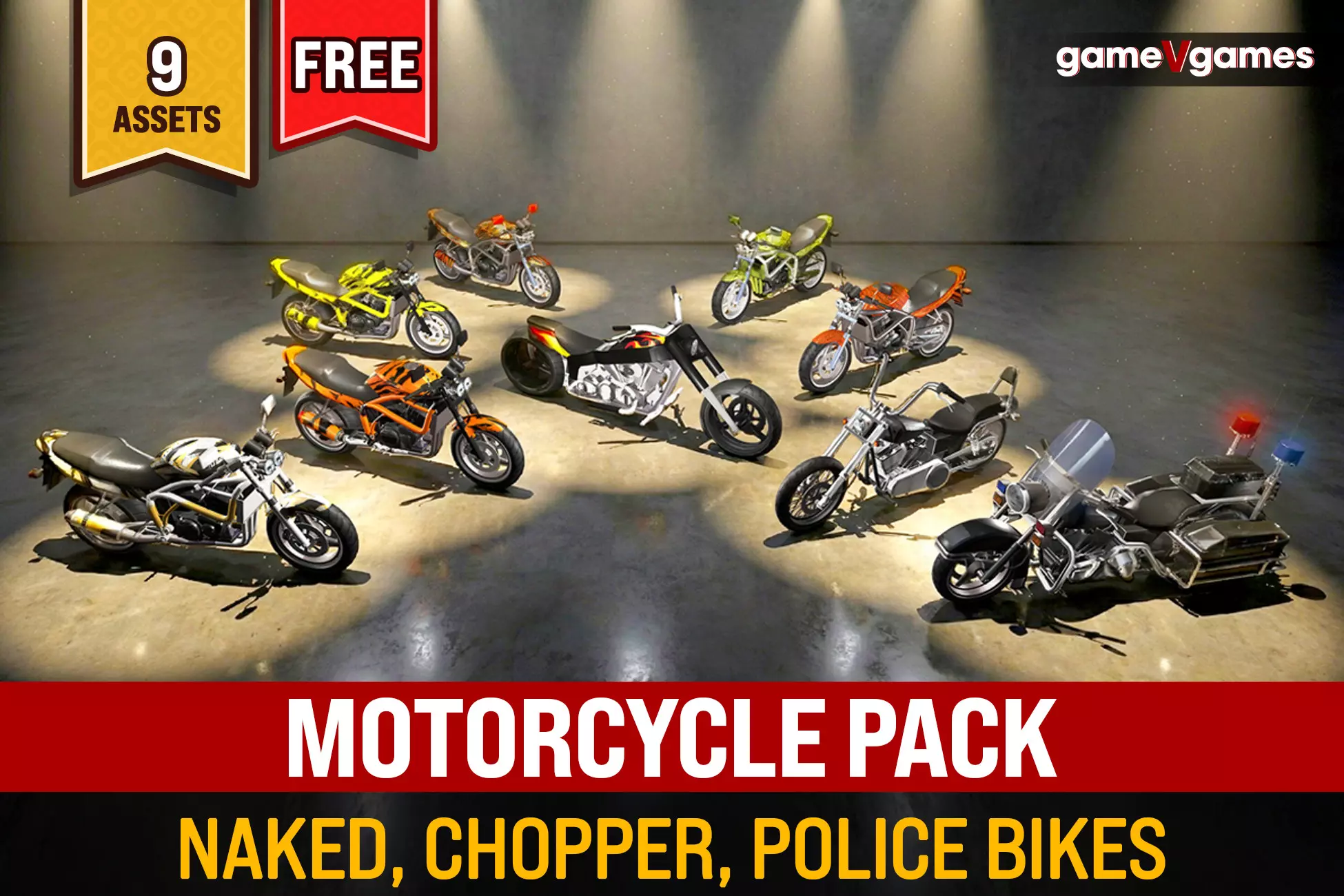 Motorcycle Pack: Naked, Chopper, Police Bikes