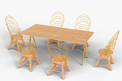 Luxury Gold Accent Chair and Table Asset