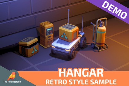 FREE Demo: Low Poly Sci-Fi Hangar / Cosmic Retro