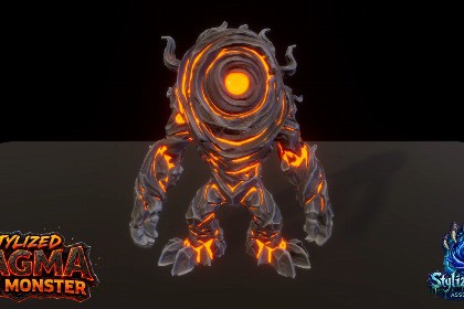 Stylized Magma Rock Monster Pack 1 – Core Variant (Animated, LOD, Skins)