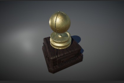 3D Vintage Stash Wooden box with a secret compartment and Puzzle Golden Sphere