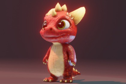 Cartoon Red Dinosaur 3D Model – Animated Character