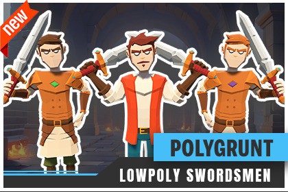 POLYGRUNT - Low Poly Fantasy Swordsmen [3D Art]
