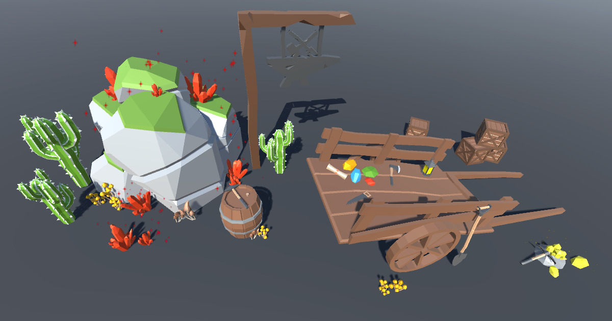 Free Mining Pack - Low Poly Ores, Gems, Tools & Props | 3D 道具 | Unity ...