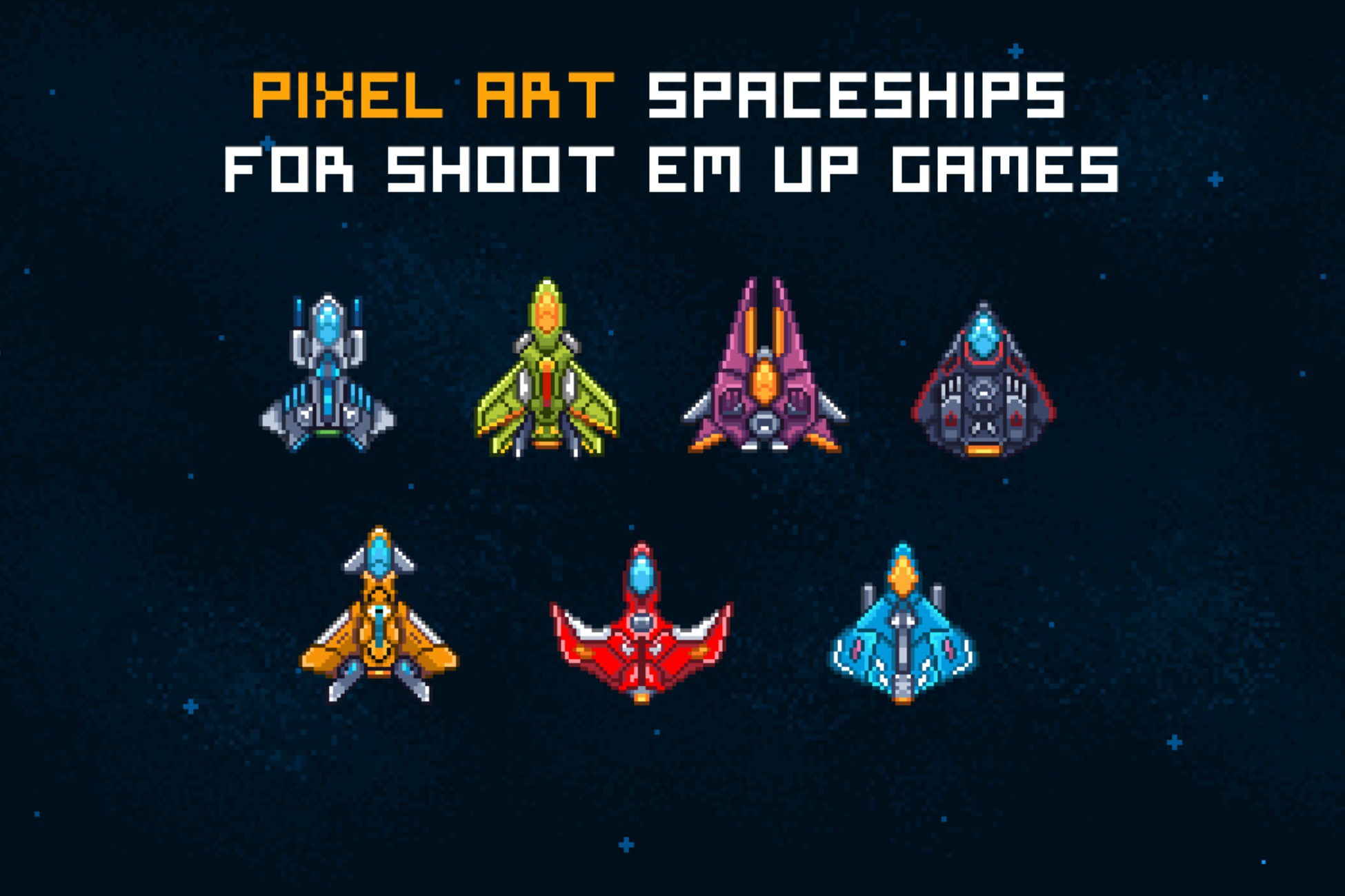 2d Rocketship Pixel Art Spaceships for SHMUP | 2D Characters | Unity Asset Store
