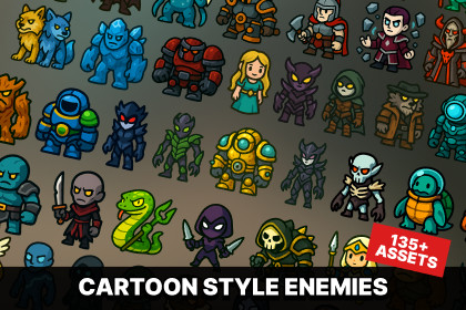 Cartoon Fantasy Enemy Characters for RPG Adventure and Roguelike Games