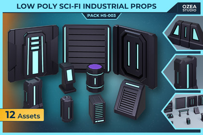 Low Poly Sci-Fi Industrial Props Pack HS-003 (Legacy Edition)