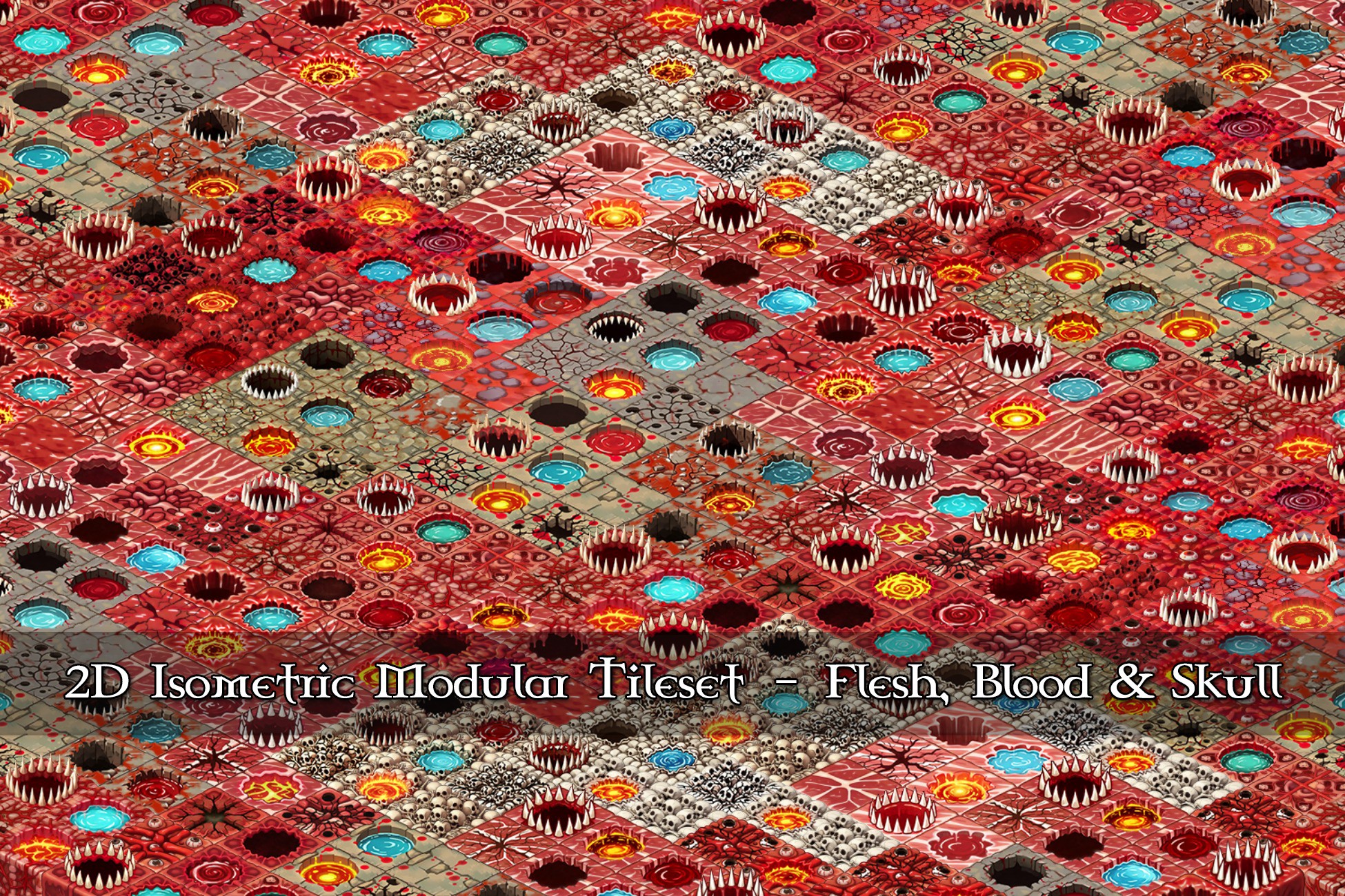 2D Isometric Modular Tileset – Flesh, Blood & Skull | 2D Environments ...