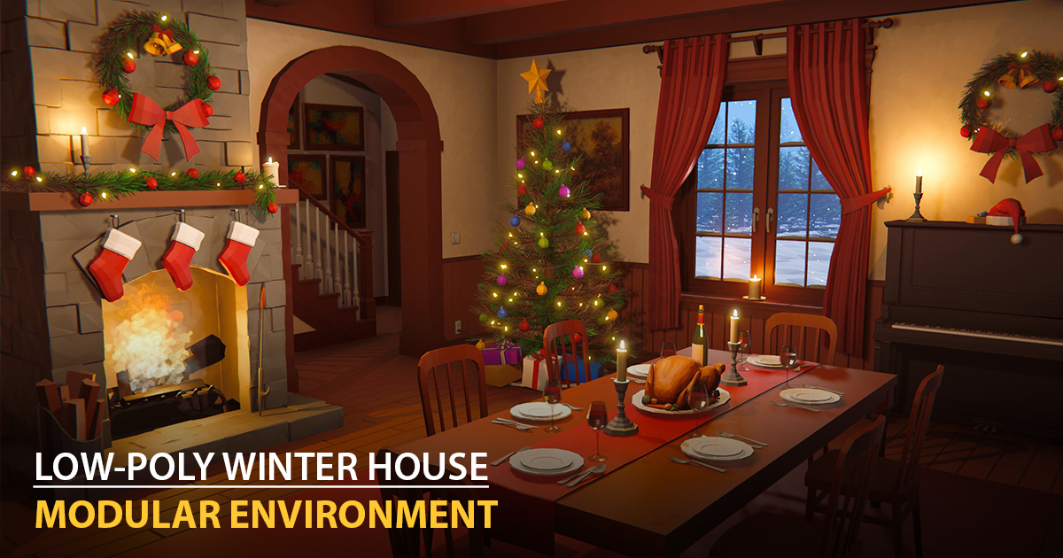 Low-Poly Winter House Interior | 3D Environments | Unity Asset Store