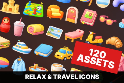 Relax Travel Lifestyle Inventory Icon Pack Games and UI