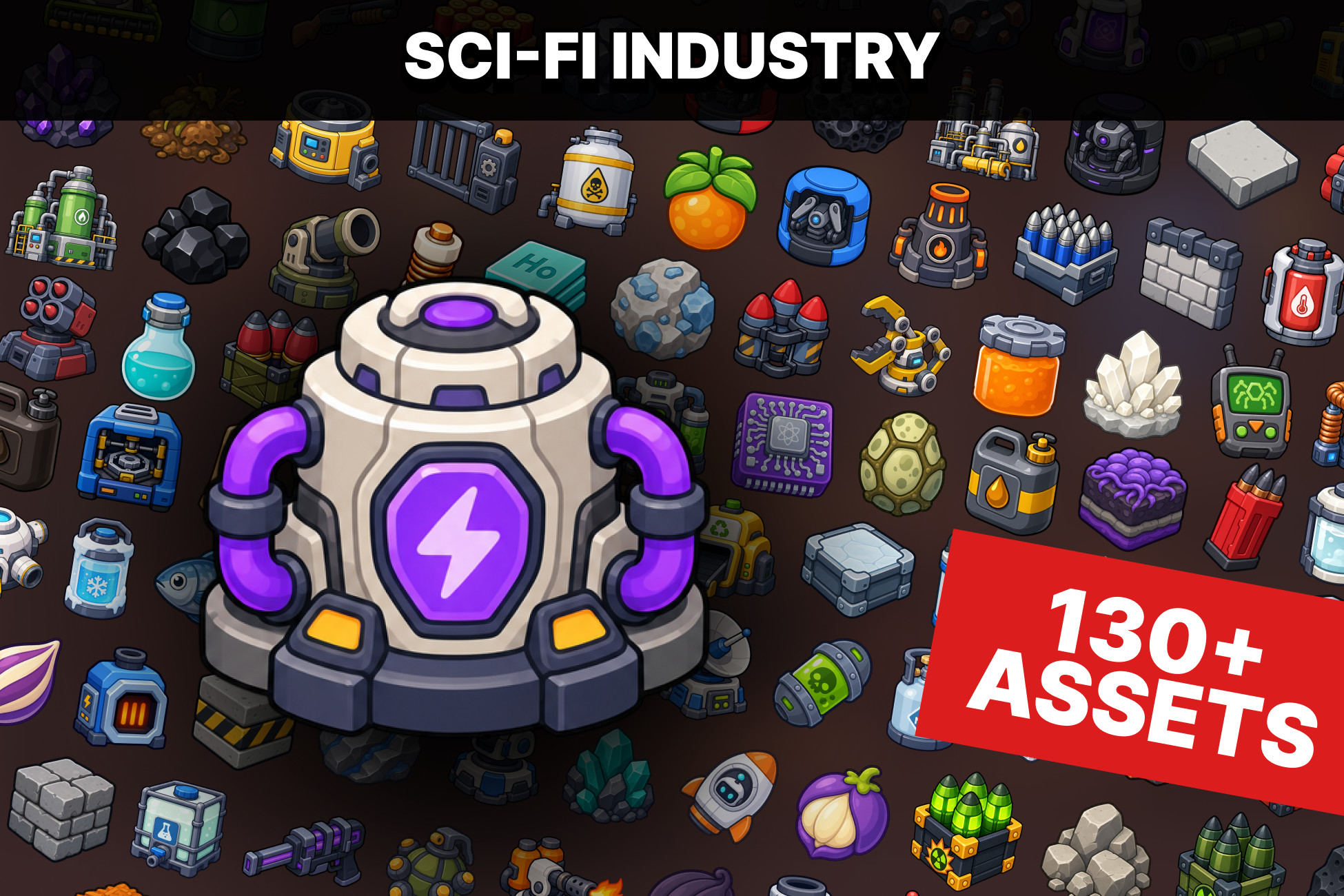 Sci-Fi Industry Mining Weapons Ammunition Base Resources Icons Pack