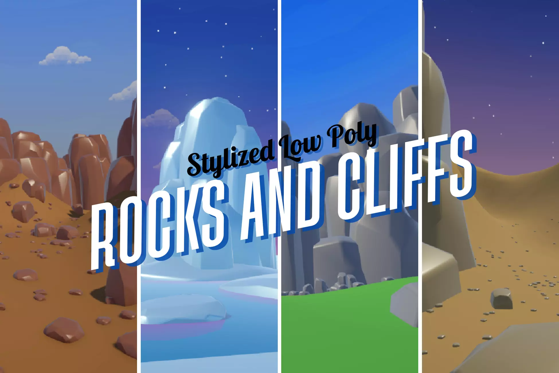 Stylized Rocks And Cliffs Low Poly Pack