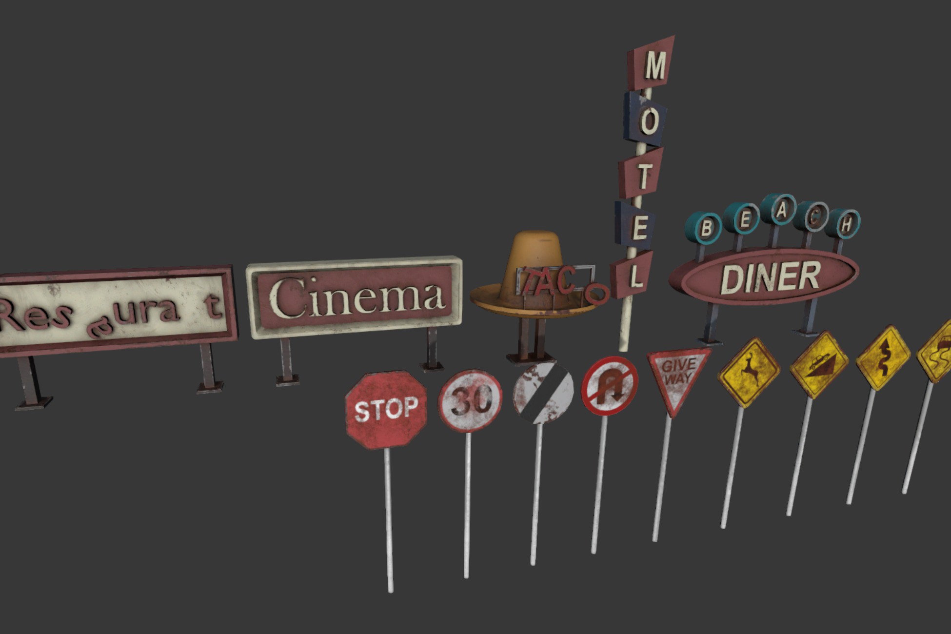 Post Apocalyptic Signs | 3D Props | Unity Asset Store