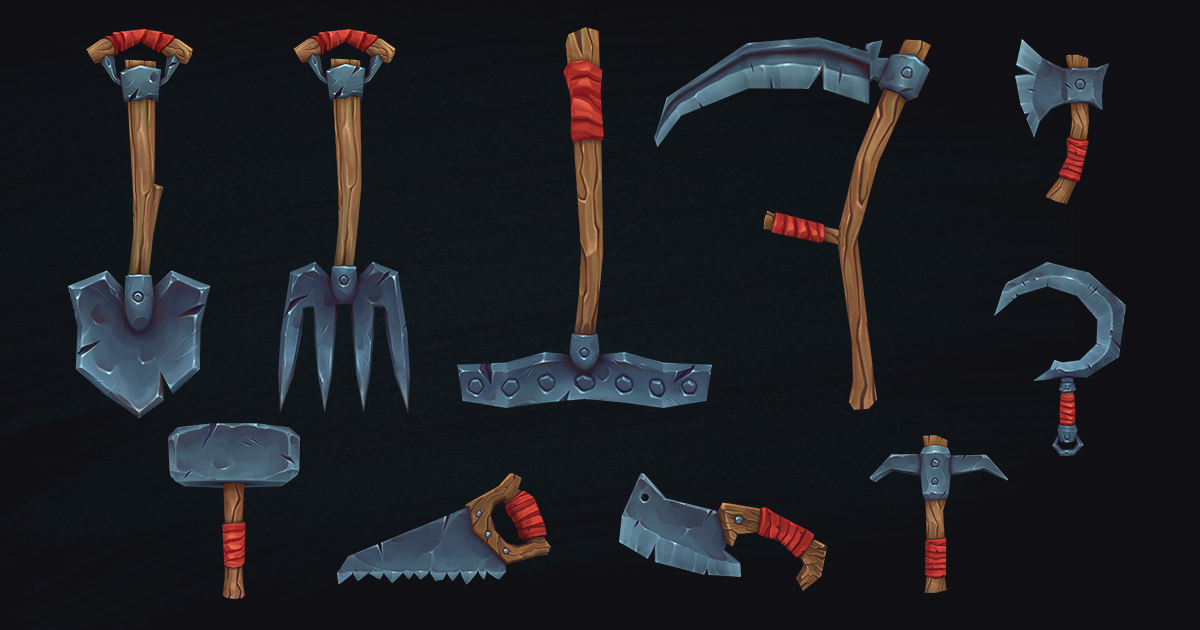 Stylized Farm Tools Pack – Low Poly Hand-Painted 3D Assets | 3D Tools ...