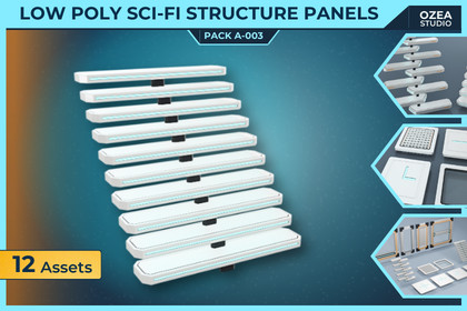 Low Poly Sci-Fi Structure Panels Pack A-003