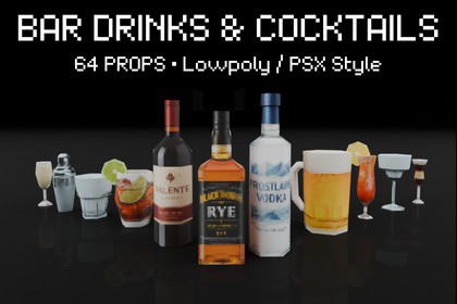 PSX Bar Drinks & Cocktails Pack – 64 Props
