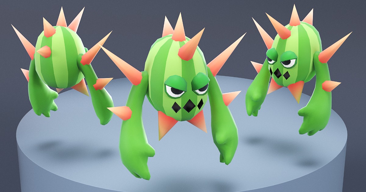 Cartoon Characters - Medium Cactus Warrior | 3D Creatures | Unity Asset ...