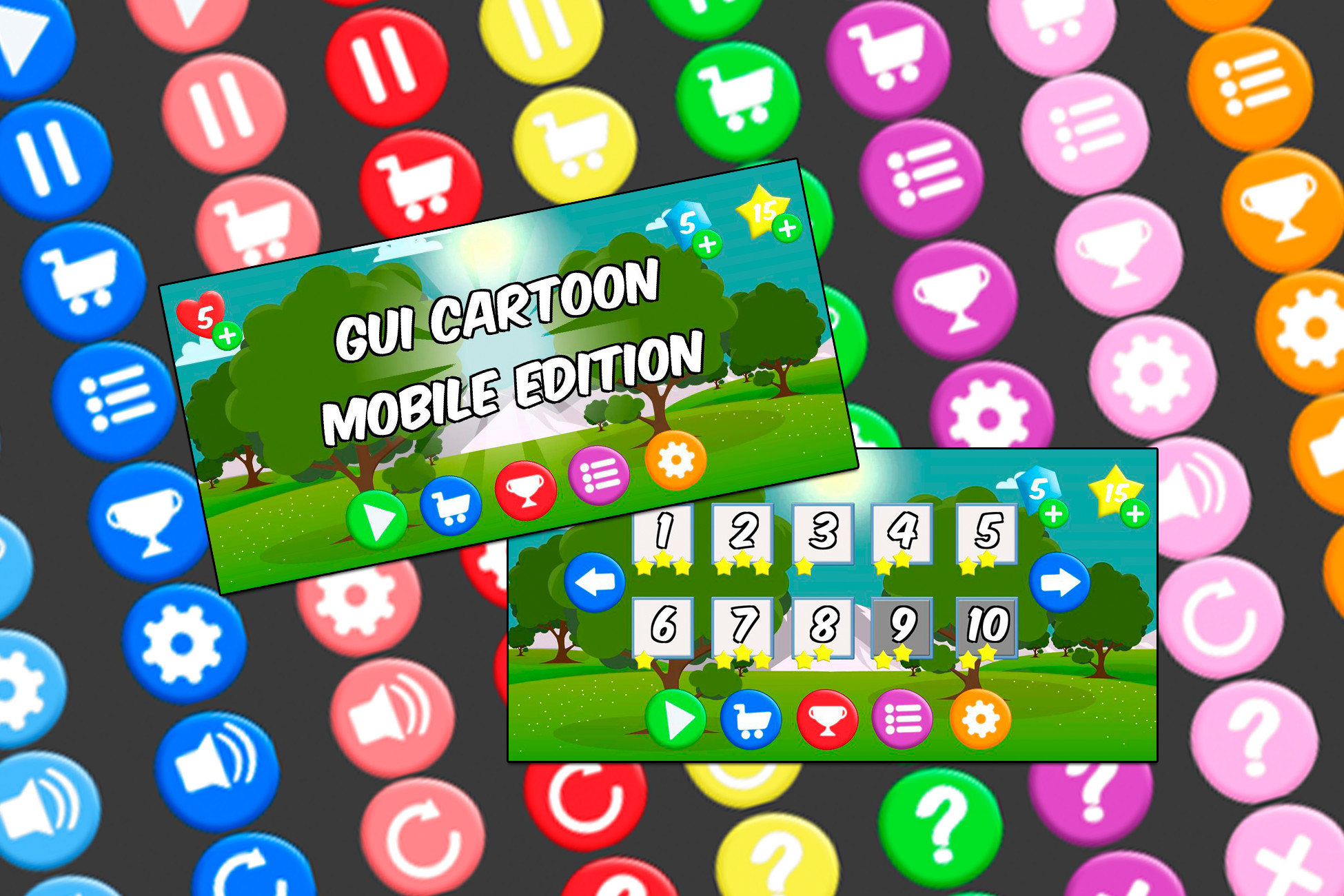GUI Cartoon Mobile Edition | 2D GUI | Unity Asset Store