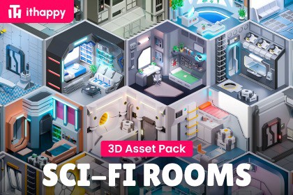 Sci-Fi Rooms - Low Poly 3D Models Pack