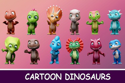 Cartoon characters dinosaurs