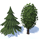 Low poly trees : Conifers