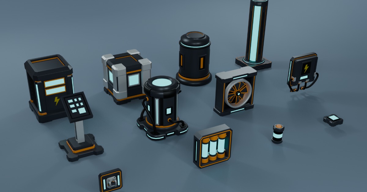 Unity Deployable Energy Low Poly Sci-Fi Energy Modules Pack B-001 | 3D Props | Unity Asset Store