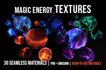 Magic Energy Seamless Textures – Full Pack (30 Textures, PBR + Emission)