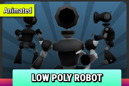 R5 Animated Low Poly Robot - Stylized Sci-Fi Character