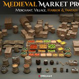 Medieval Market Props - Merchant, Village, Harbor & Fantasy RPG Assets Vol.1