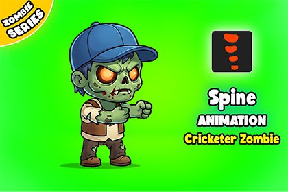 Cricketer Zombie - 2D Animated Character (Spine)