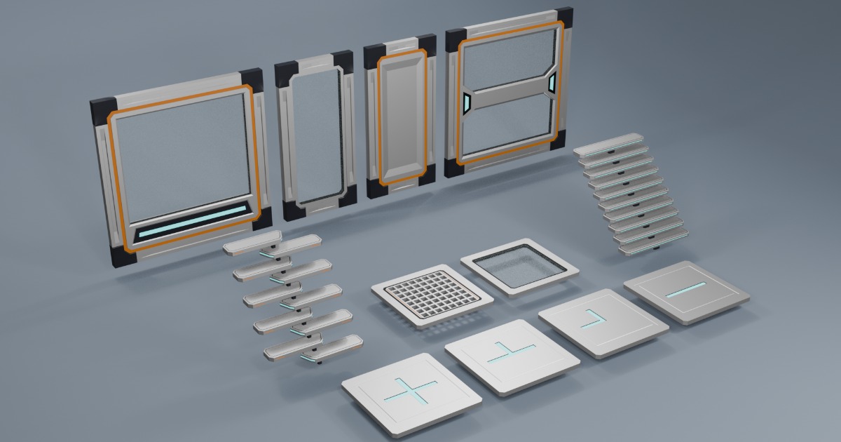 Fpoly Panel Low Poly Sci-Fi Structure Panels Pack A-003 | 3D Environments | Unity ...