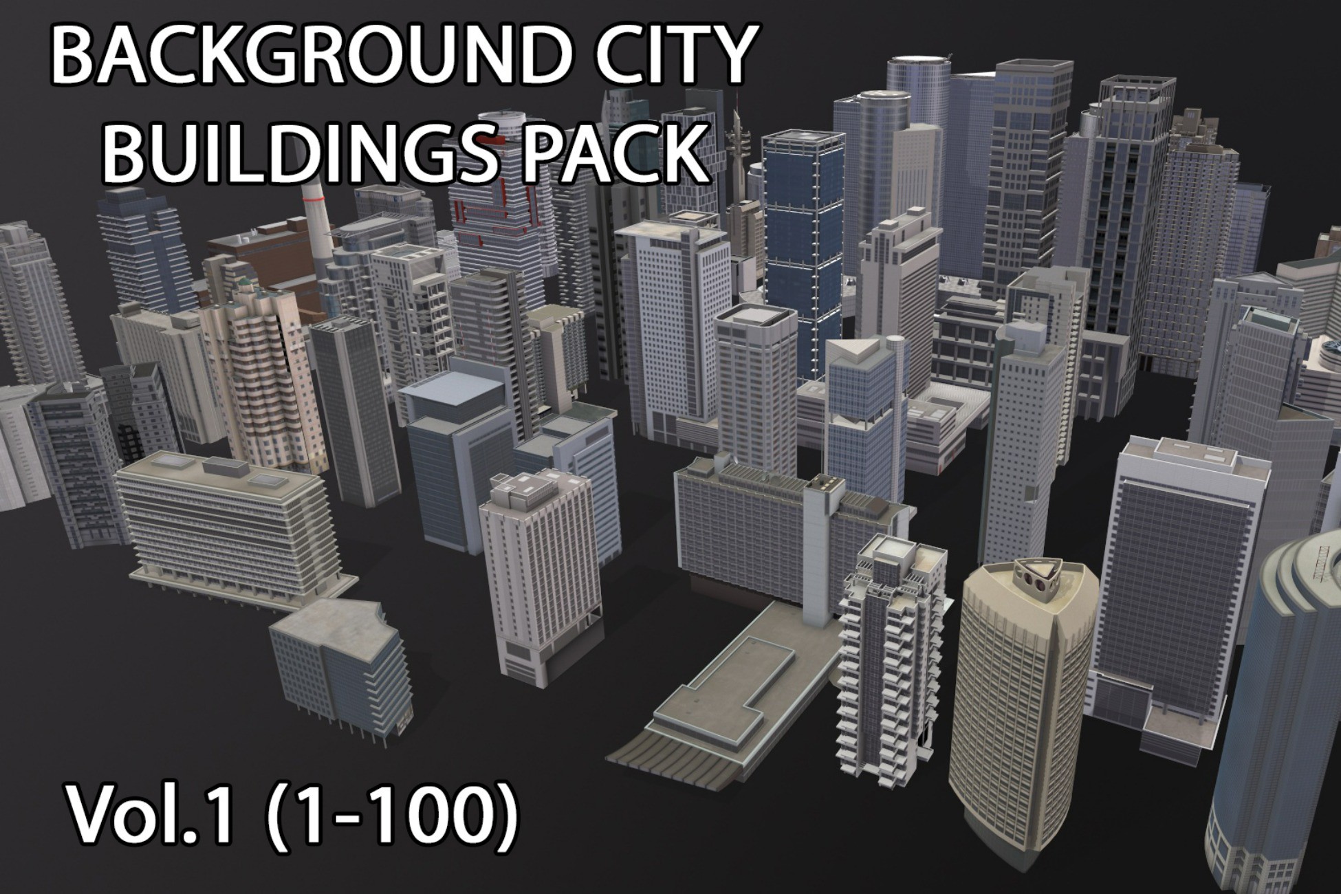 Background City Buildings Pack Vol.1 (1-100) | 3D Urban | Unity Asset Store