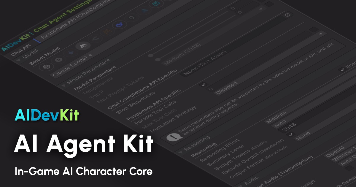 AI Agent Kit - In-Game AI, 3 Local + 6 Cloud AI | AI-ML 統合 | Unity ...