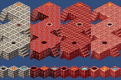 2D Isometric Modular Tileset – Flesh, Blood & Skull