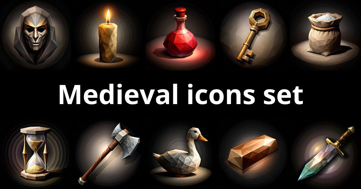 Medieval Low Poly Icon Mega Pack – 231 Unique Icons for Fantasy and RPG ...