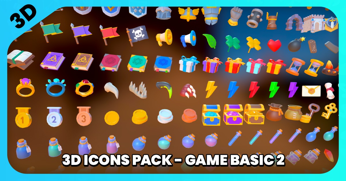 3D Icons - Game Basic2 | 3D Props | Unity Asset Store