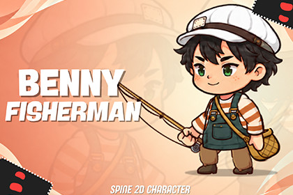Benny Fisherman 2D Animated Spine Character (Cozy Series)