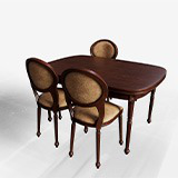 Antique Dining Table with Upholstered Chair – Game Ready PBR 3D Model