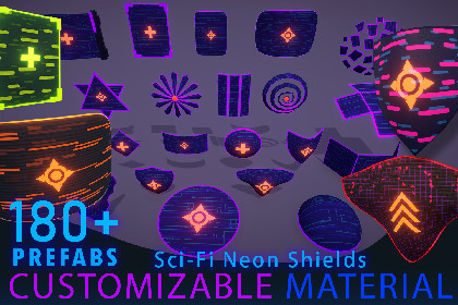 Cyber Neon Defense Shields 3D