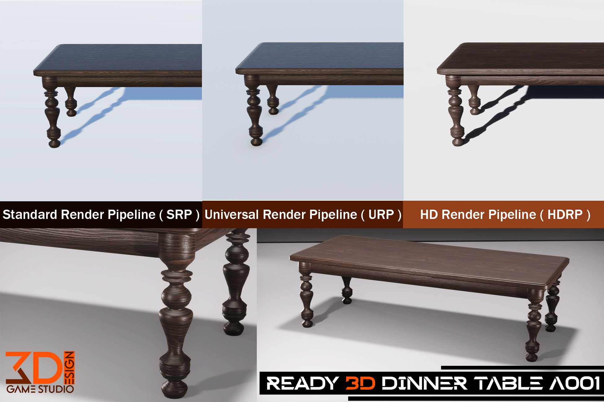 Table In Unity Ready 3D Dinner Table A001 | 3D Furniture | Unity Asset Store