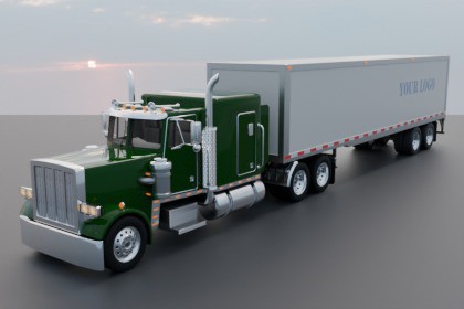 Realistic American Semi Truck + Box Trailer | 11 Truck + 8 Trailer Colors | PBR