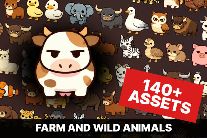 Cute Farm and Wild Animals Icons Pack Casual Simulator Builder Educational Games