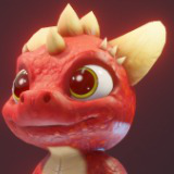 Cartoon Red Dinosaur 3D Model (Low-Poly, Game-Ready, Animated, Built-In)
