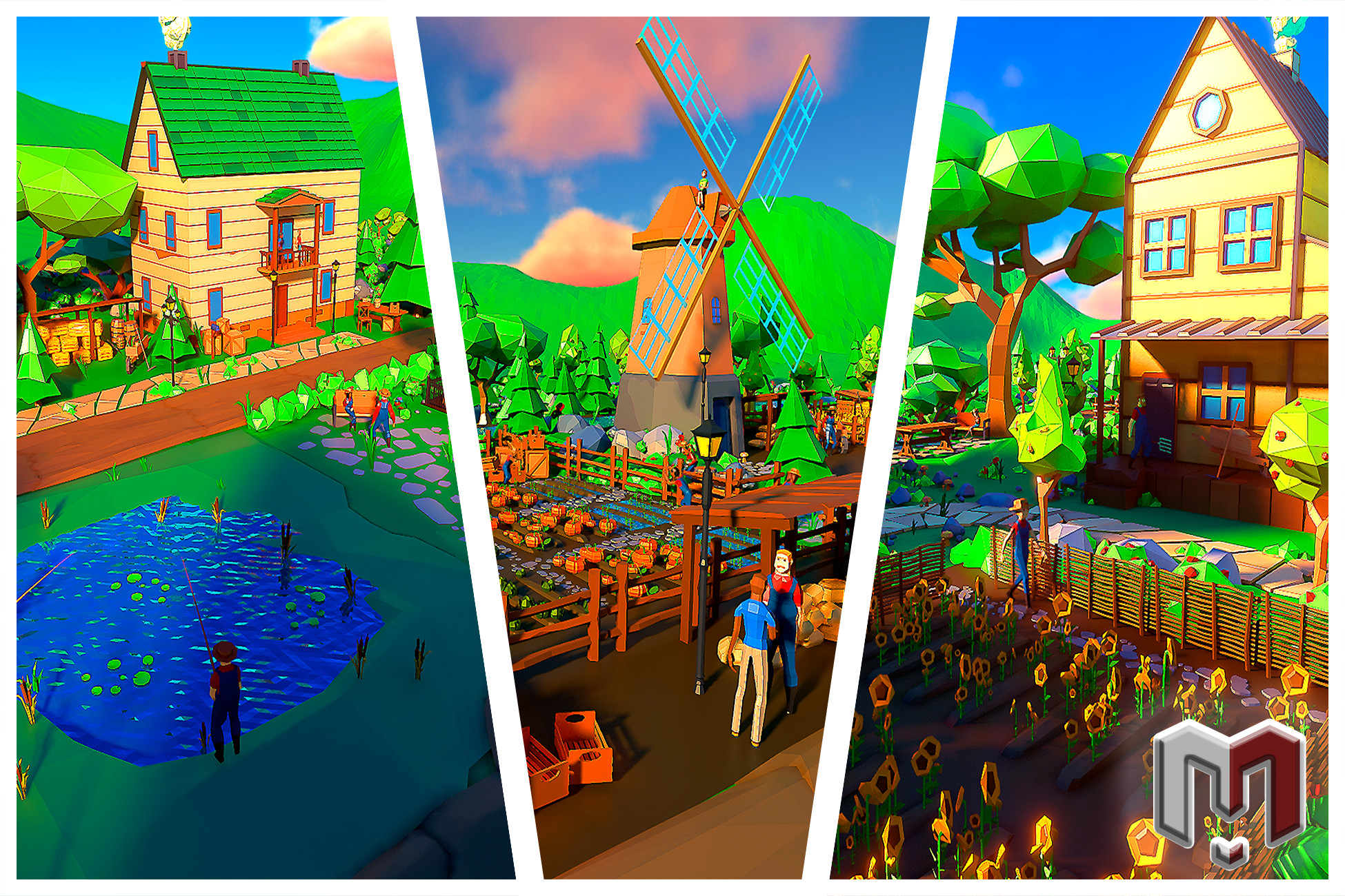 Low Poly Farm. HappyLifeville