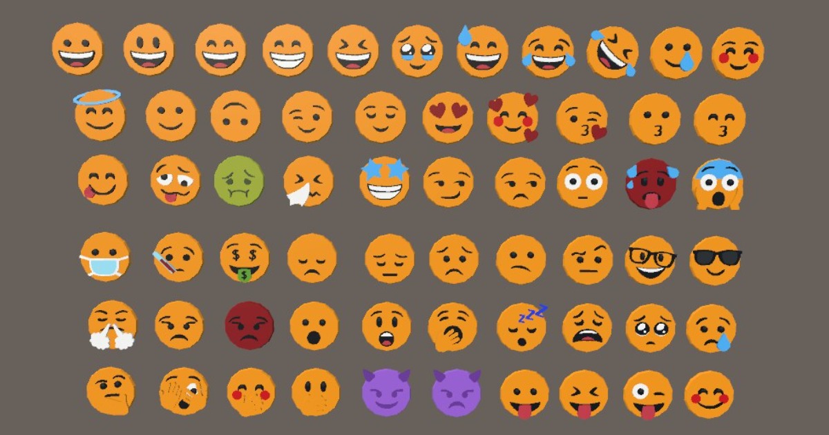Emote Texture Unity EMOJIS, ICONS & SYMBOLS (LOWPOLY) | 3D GUI | Unity Asset Store