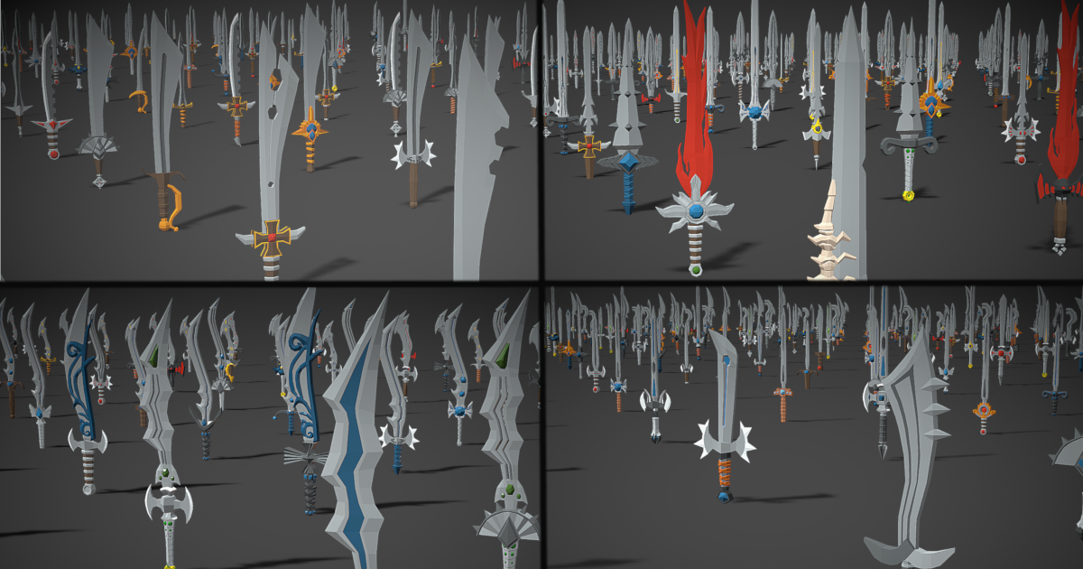 Unity Sword Modular Swords Mega Pack - 1200 Swords And Components | 3D Weapons ...