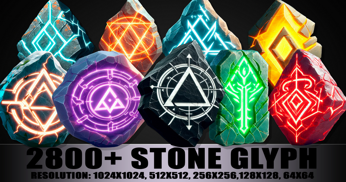 Hi-Def Stone Glyphs 2800+ Sprites Pack2 | 2D Icons | Unity Asset Store